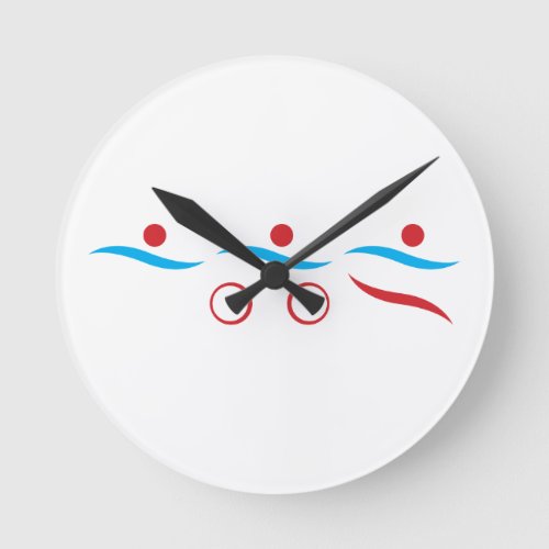 Triathlon modern cool logo round clock