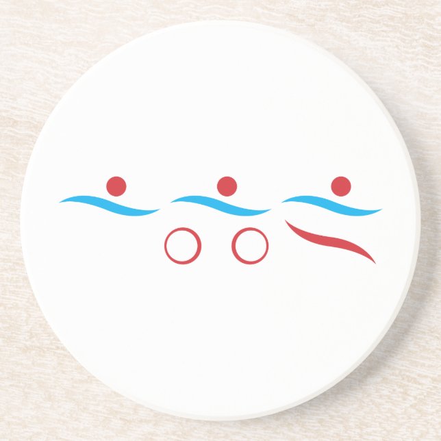 Triathlon modern cool logo sandstone coaster (Front)