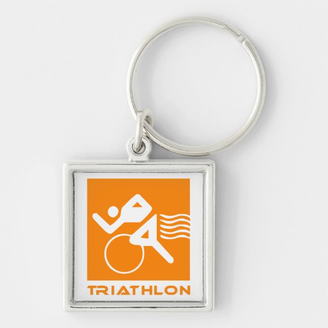 Triathlon orange and white keychain (Front)