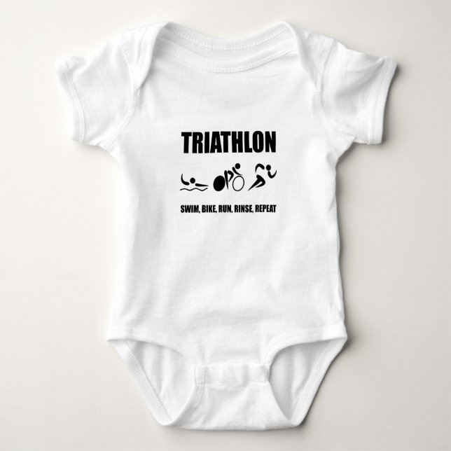 Triathlon Rinse Repeat Baby Bodysuit (Front)