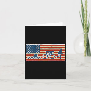 Triathlon Run Triathlete Biathlon Usa Flag Sports Card