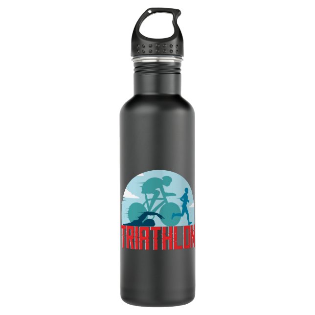 Triathlon Sports Stainless Steel Water Bottle (Front)