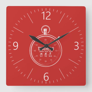 Triathlon Square Wall Clock