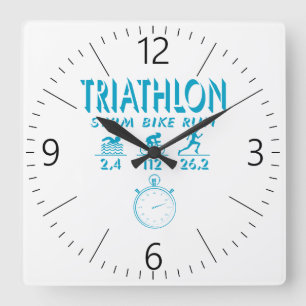 Triathlon Square Wall Clock