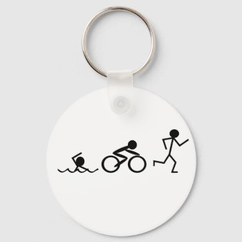 Triathlon Stick Figures Keychain by CuteLittleTreasures at Zazzle