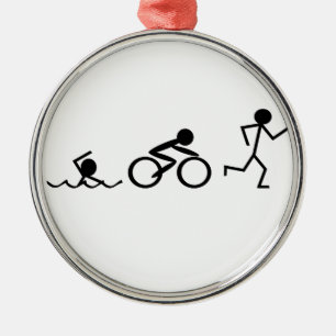 Triathlon Stick Figures Metal Ornament