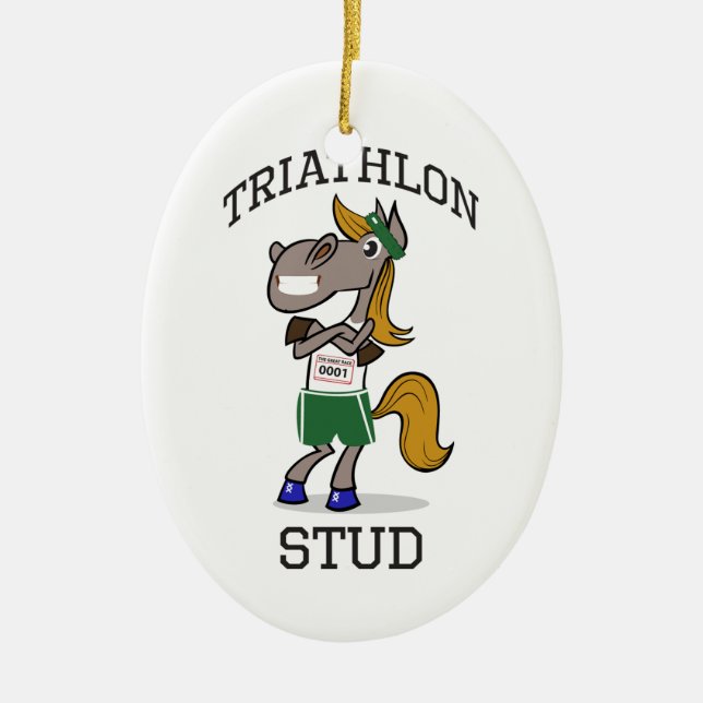 Triathlon Stud Ceramic Ornament (Front)
