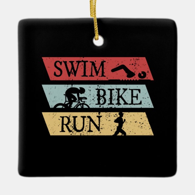 Triathlon - Swim Bike Run Ceramic Ornament (Front)