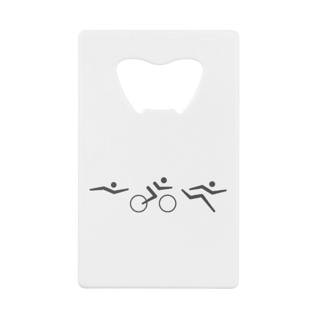 Triathlon swim bike run credit card bottle opener (Front)