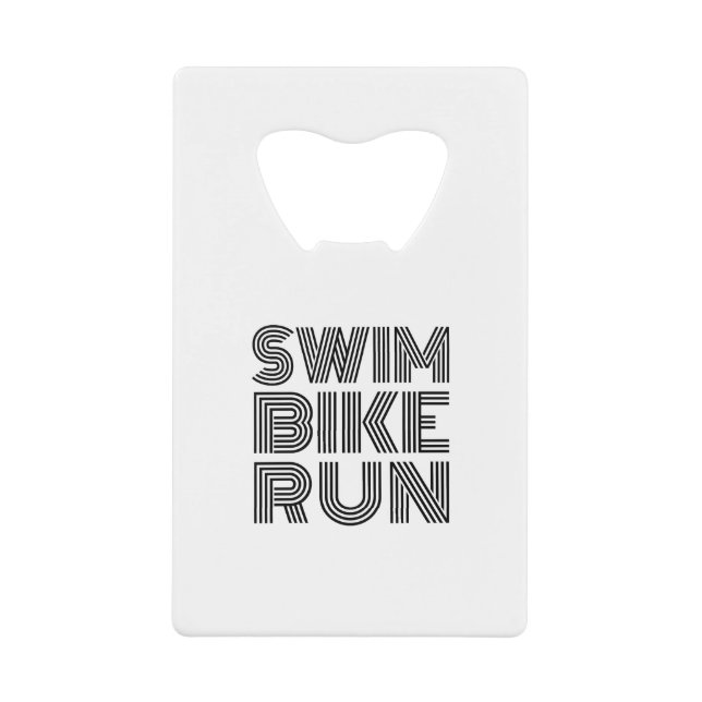 Triathlon swim bike run design credit card bottle opener (Front)