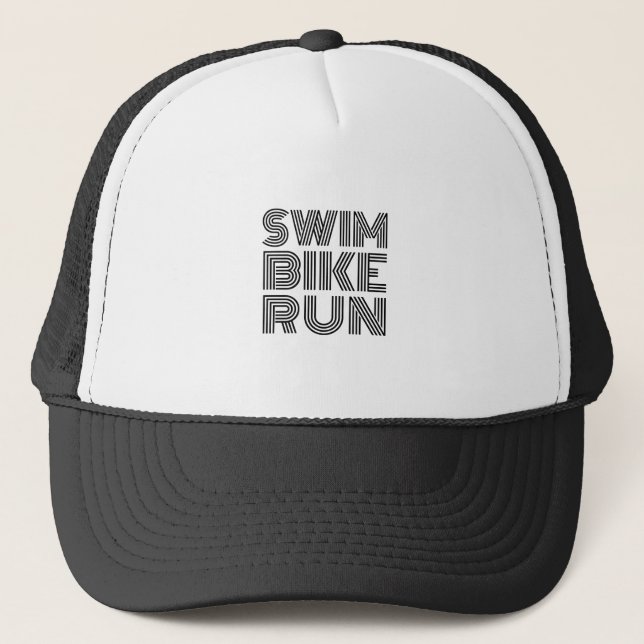 Triathlon swim bike run design trucker hat (Front)