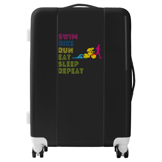  Triathlon swim bike run eat sleep repeat Luggage (Front)