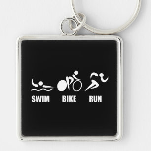 Triathlon Swim Bike Run Keychain