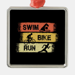 Triathlon - Swim Bike Run Metal Ornament