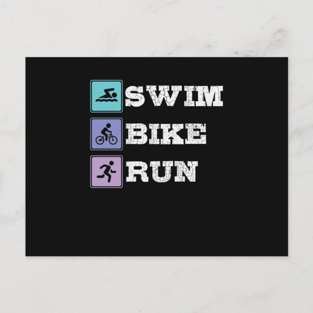 Triathlon Swim Bike Run Postcard (Front)