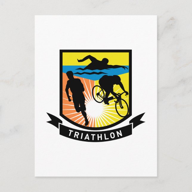 triathlon swim bike run race postcard (Front)