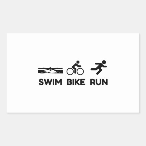 Triathlon Swim Bike Run Rectangular Sticker