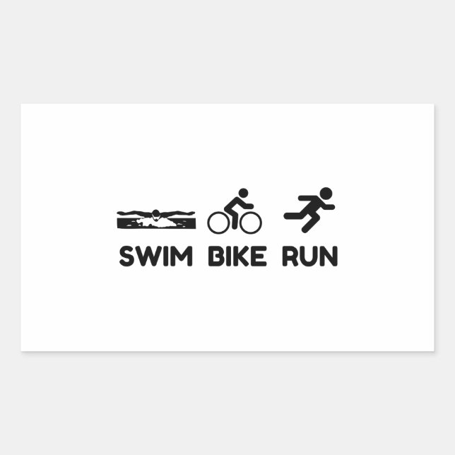 Triathlon Swim Bike Run Rectangular Sticker (Front)