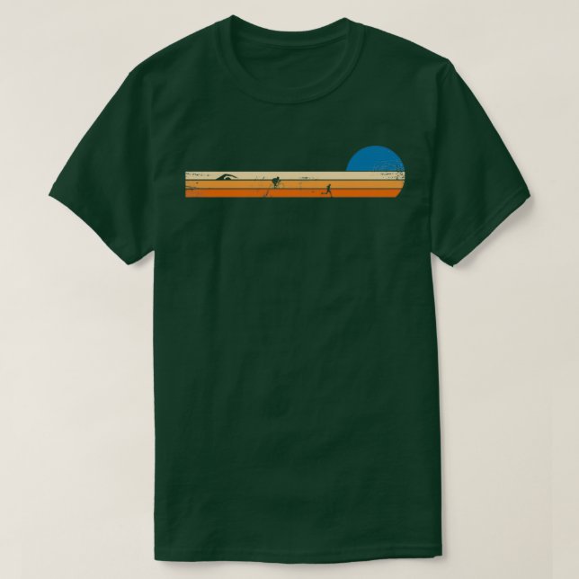 Triathlon swim bike run retro sunset T-Shirt (Design Front)