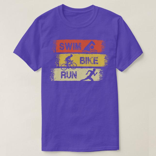 Triathlon Swim Bike Run T-Shirt (Design Front)
