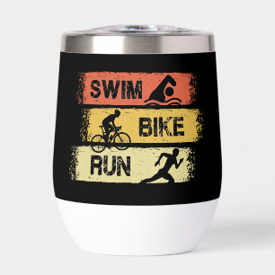 Triathlon - Swim Bike Run Thermal Wine Tumbler