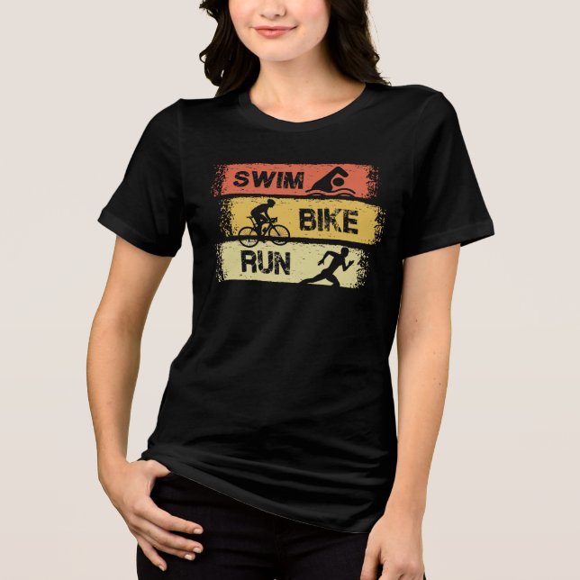 Triathlon - Swim Bike Run Tri-Blend Shirt (Front)