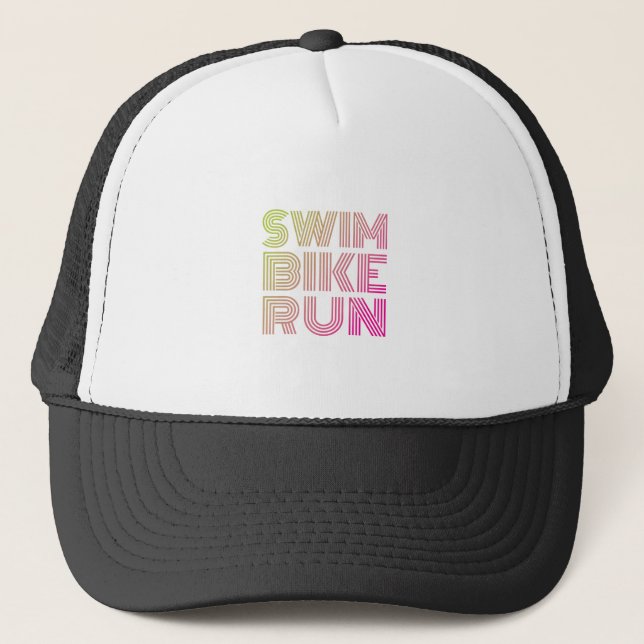 Triathlon swim bike run trucker hat (Front)