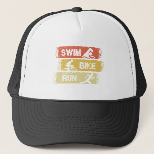 Triathlon _ Swim Bike Run Trucker Hat