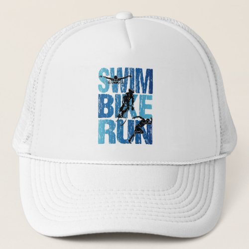 Triathlon _ Swim Bike Run Trucker Hat