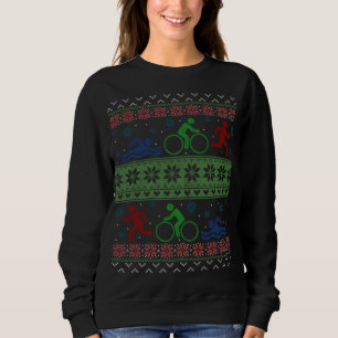 Triathlon Swim Bike Run Ugly Christmas Sweater