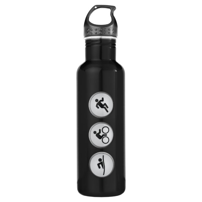 Triathlon SWIM-CYCLE-RUN (black) Water Bottle (Front)