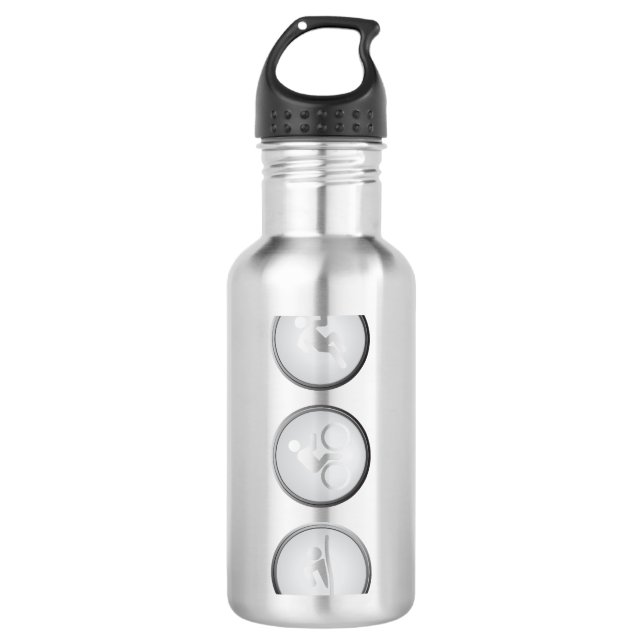 Triathlon SWIM-CYCLE-RUN (black) Water Bottle (Front)