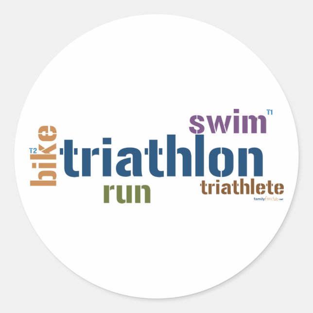 Triathlon Text Classic Round Sticker (Front)