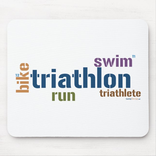 Triathlon Text Mouse Pad (Front)