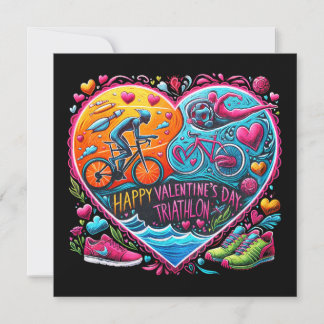Triathlon Theme Valentine's Day Pillow, Heart-Shap Holiday Card