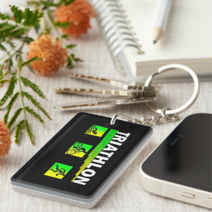 Triathlon Transcendence: Swim, Bike, Run Success Keychain