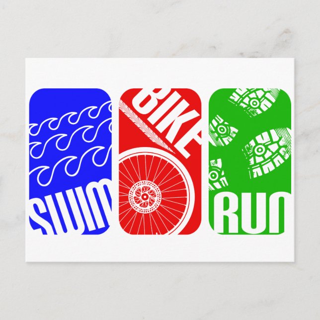 Triathlon TRI Color Blocks Postcard (Front)