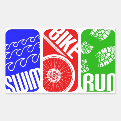 Triathlon TRI Color Blocks Rectangular Sticker