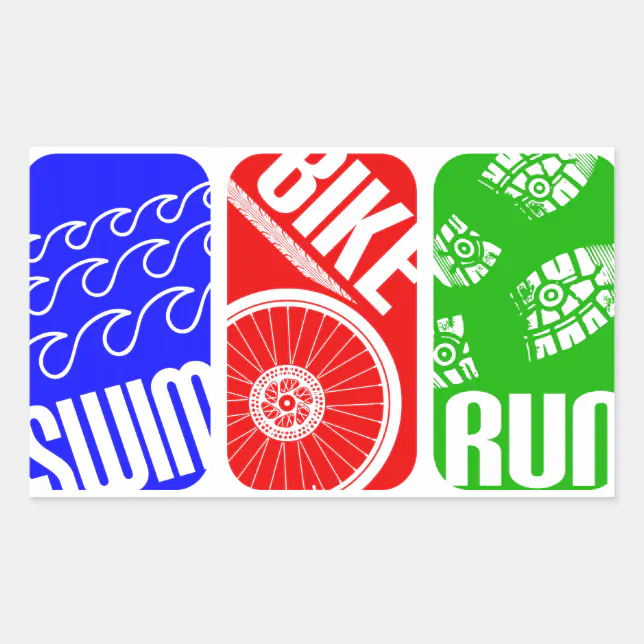 Triathlon TRI Color Blocks Rectangular Sticker | Zazzle