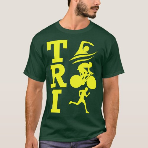Triathlon TRI Swimming Cycling Running Gift Idea T_Shirt