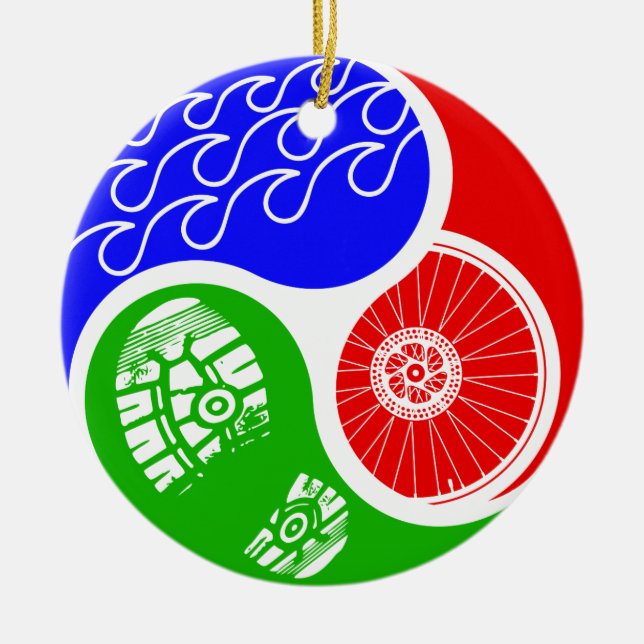 Triathlon TRI Yin Yang Ceramic Ornament (Front)