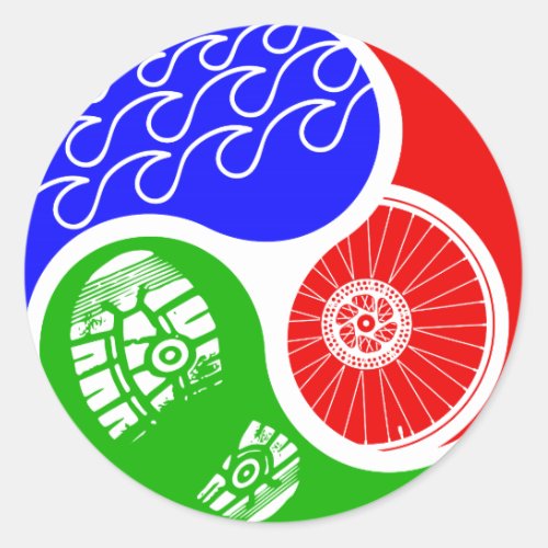 Triathlon TRI Yin Yang Classic Round Sticker