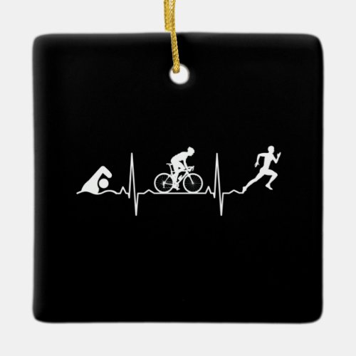 Triathlon _ Triathlon Heartbeat  Ceramic Ornament