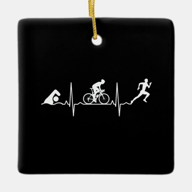 Triathlon - Triathlon Heartbeat  Ceramic Ornament (Front)