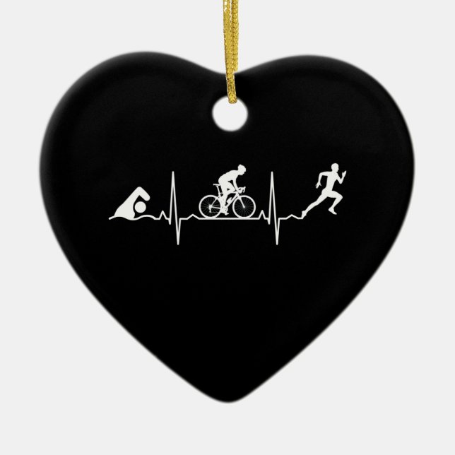 Triathlon - Triathlon Heartbeat Ceramic Ornament (Front)