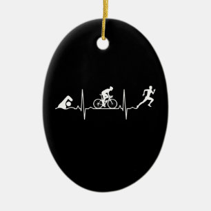 Triathlon - Triathlon Heartbeat Ceramic Ornament