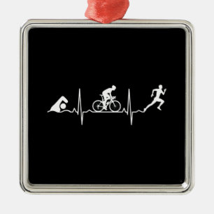 Triathlon - Triathlon Heartbeat Metal Ornament
