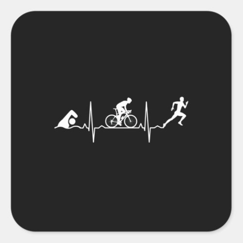 Triathlon _ Triathlon Heartbeat Square Sticker