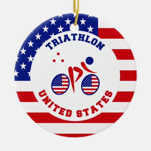 Triathlon United States Ceramic Ornament (Front)