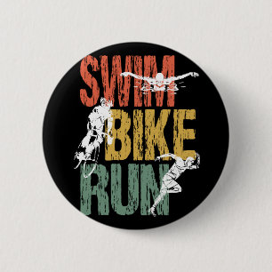 Triathlon Vintage Swim Bike Run Button
